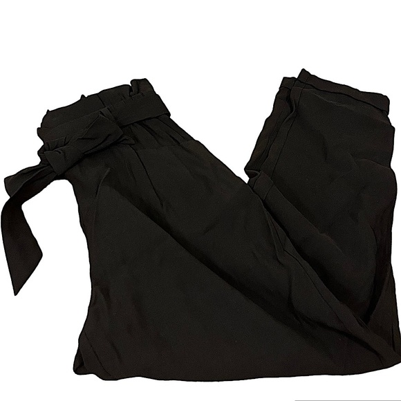Zara Ribbon Black Cigarette Pants XS Work Dinner Office Ladies Bottoms Suit - Picture 1 of 6